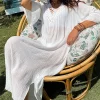 robe de plage une pièce pour femme, dos nu, kimono, caftan avec volants, couverture biquinis, robe bohème, protection solaire, nouveau, 2024