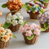 fleur tricotée en pot, fleurs créatives au crochet, plante tissée à la main, fleurs tissées finies, décoration de bureau et de maison
