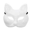 1 10 pièces bricolage masques complets blanc chat renard masque halloween cosplay peintable couple demi animal fête artisanat accessoire pour la fête