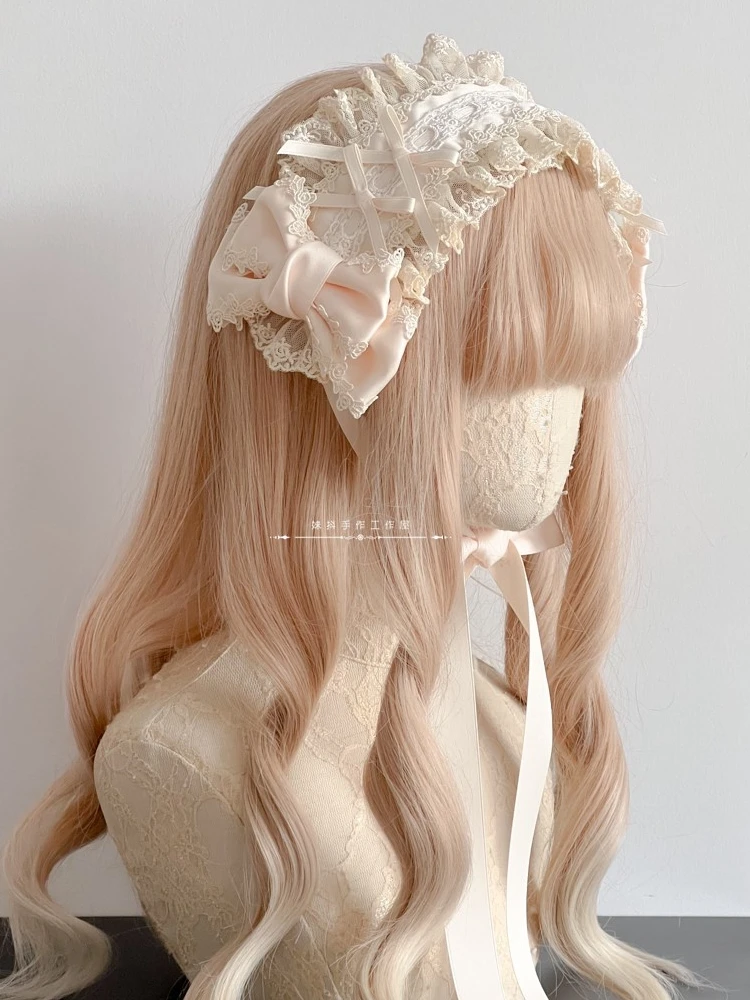 accessoires pour cheveux lolita originaux faits à la main, blanc et noir, coiffure rose bleu, bandeau en dentelle avec nœud kc accessoires pour cheveux lolita originaux faits à la main, blanc et noir, coiffure rose bleu, bandeau en dentelle avec nœud kc