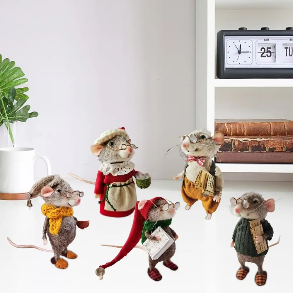 ornements de souris feutrée de noël, décorations artisanales faites à la main, beurre de souris, mignon ornements de souris feutrée de noël, décorations artisanales faites à la main, beurre de souris, mignon