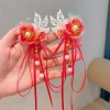 accessoires de cheveux hanfu chinois traditionnels pour filles, épingles à cheveux à fleurs de style ancien pour enfants, cartes à cheveux à pampilles, costume d'automne d