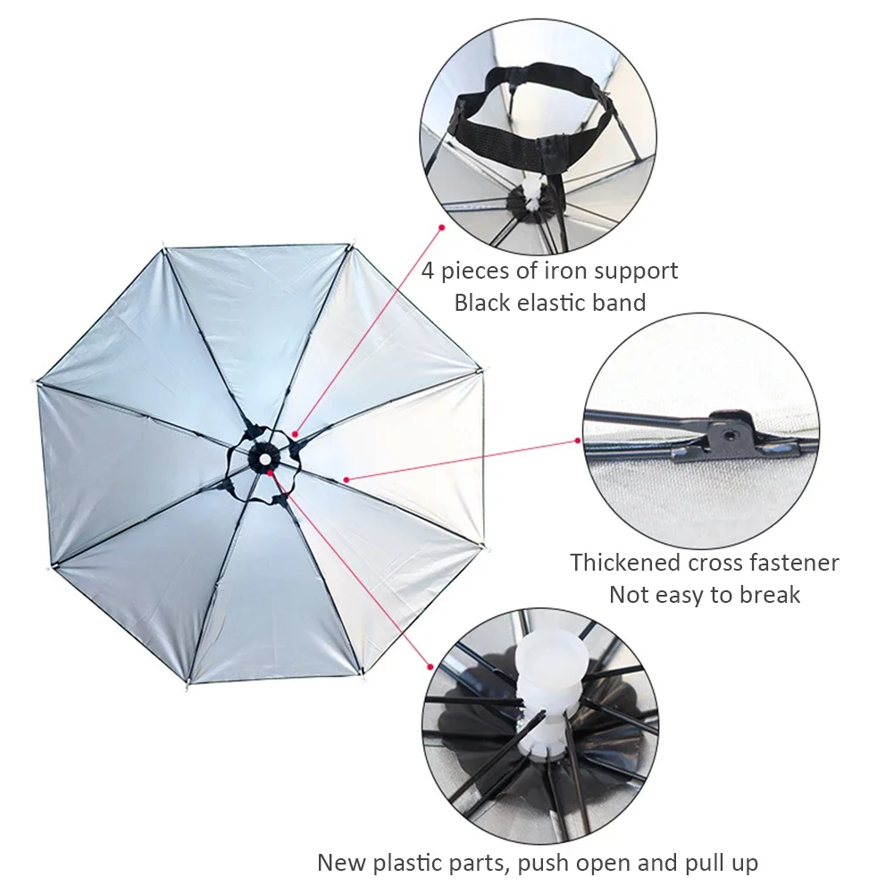 chapeau de parapluie pliable pour l'extérieur, anti pluie, anti soleil, vêtements de sauna, bonnet solaire, pêche, golf, cyclisme, randonnée, camping, ombrage chapeau de parapluie pliable pour l'extérieur, anti pluie, anti soleil, vêtements de sauna, bonnet solaire, pêche, golf, cyclisme, randonnée, camping, ombrage