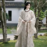Hanfu – Robe à col rond avec impression de calligraphie traditionnelle originale, dynastie des chansons, teinture, costume d&rsquo;événement de carnaval, Cosplay sur scène