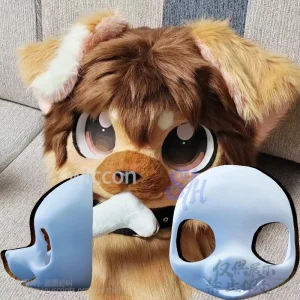 Fourrure Furrsuit chiot Cosplay Anime Kemono chien Fursuit Base Kawaii 3D acide polylactique tête Base crâne chapeaux Kigurumi Halloween