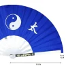 Éventail de tai chi en acier inoxydable, noir/rouge/bleu, kung fu chinois, arts martiaux, danse, formation, décoration de maison, cadeau artisanal