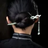 bâtonnets à cheveux traditionnels chinois hanfu pour femmes, accessoires de cheveux, pompon, perle, fourcommuniste, coiffure, pièce de sauna vintage