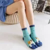 chaussettes à deux doigts unisexes, dessin animé japonais, coton peigné, deux chaussettes parker, jacquard multicolore, chaussettes fendues, tube moyen tabi