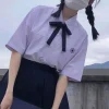 uniforme de style japonais jk pour filles, nœud papillon fleur, chemise faite à la main, accessoires vestisenscosplay, mode