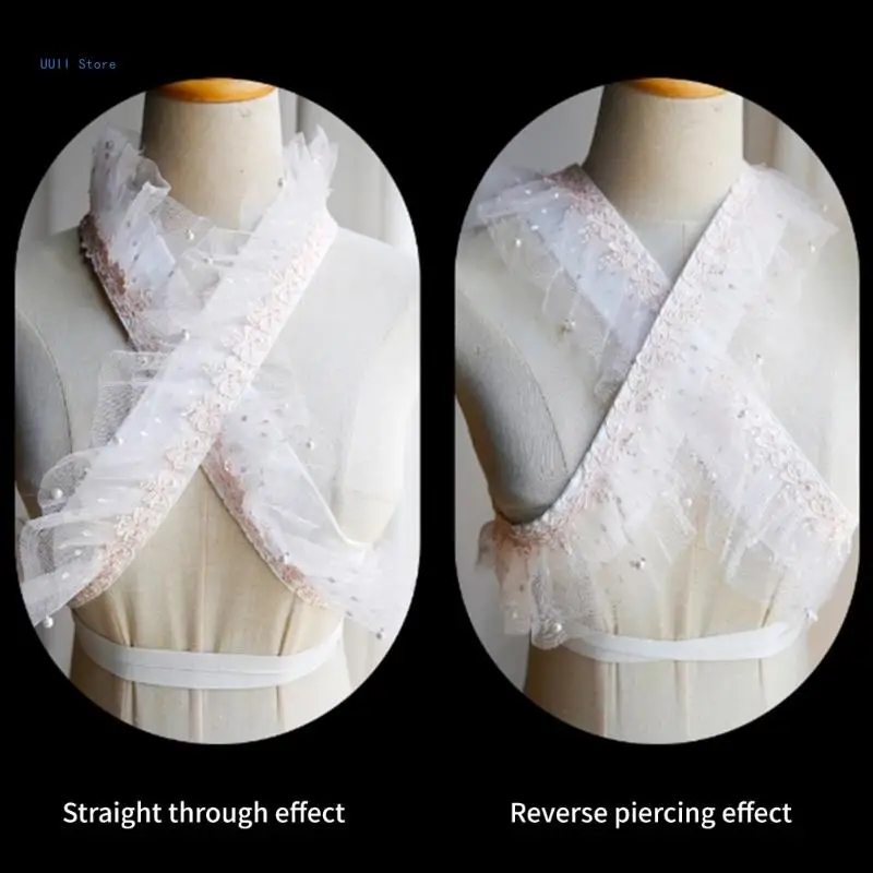 femmes élégantes dentelle à volants perles perlées faux col doux kimono col robe col doublure kimono ceinture accessoires femmes élégantes dentelle à volants perles perlées faux col doux kimono col robe col doublure kimono ceinture accessoires