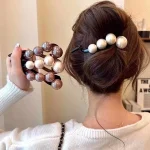 Pince à cheveux torsadée en perles élégantes pour femmes, porte-cheveux longs, épingle à cheveux, cordon doux, ornement de cheveux, bande de sauna, accessoires de mode