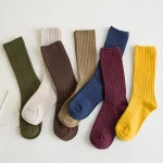 1 paire rétro femmes coton chaussettes amples automne hiver tricot couleur unie longs noir coréen japonais étudiant filles bas 1 paire rétro femmes coton chaussettes amples automne hiver tricot couleur unie longs noir coréen japonais étudiant filles bas
