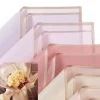 papier d'emballage de fleurs, bordure dorée, rose, style coréen, demi transparent, emballage cadeau, matériel d'emballage pour bouquet de fleuriste, 20 pièces/paquet