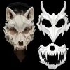 Masque de fête crâne, démon, loup-garou, tigres, demi-visage, masque de danse d&rsquo;halloween, bal de promo, Costume de Cosplay, accessoire