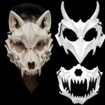 Masque de fête crâne, démon, loup-garou, tigres, demi-visage, masque de danse d&rsquo;halloween, bal de promo, Costume de Cosplay, accessoire