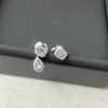 boucles d'oreilles asymétriques géométriques incrustées pour femmes, bijoux à la mode en argent sterling 925, cadeaux de fête et de vacances classiques.
