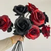 roses artificielles noires pour halloween, bouquet de fleurs gothiques noires d'horreur foncée pour la maison, fête de mariage, décor d'halloween