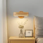 Applique murale japonaise en bois, pour chambre principale, chevet, salon, hôtel, Bar, éclairage intérieur Led, décoration rotative en bois