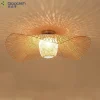 japonais wabi sabi pendentif led lumières bambou rotin lustre lampes à suspension pour salon salle à manger chambre décoration de la maison lustre
