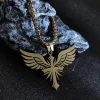 collier d'oiseau de feu de phénix en acier inoxydable, plaqué or véritable, pendentif d'oiseau de feu de couleur 18 carats, bijoux de film chaud pour hommes et femmes, vente en gros