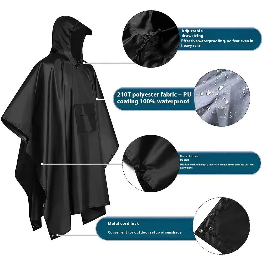 poncho de pluie pour adultes – cape imperméable avec manches détachables, équipement de randonnée léger pour les voyages en plein air poncho de pluie pour adultes – cape imperméable avec manches détachables, équipement de randonnée léger pour les voyages en plein air