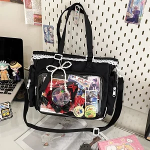 Sac à bandoulière Transparent de Style japonais, joli sac Ita décontracté texturé couleur bonbon pour filles, sacs de rangement légers à bandoulière