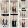 jambières décontractées avec ruban à nœud harajuku, bas longs, couleur unie, couvre pieds tricoté, kawaii, chaussettes tricotées lolita douces, automne