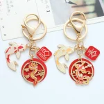 Porte-clés à breloques Koi carpe Fortune chat bénédictions, nouveaux bijoux pour femmes, Vintage Dragon Phoenix Couple pendentif sac de voiture Porte-clés à breloques Koi carpe Fortune chat bénédictions, nouveaux bijoux pour femmes, Vintage Dragon Phoenix Couple pendentif sac de voiture