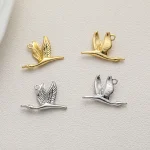 Pendentif grue plaqué or 14 carats, bijoux en laiton, fournitures exécutives de bricolage, accessoires conseillers de collier, 4 pièces