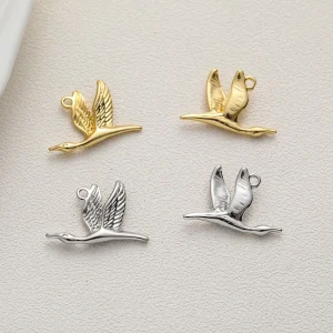 Pendentif grue plaqué or 14 carats, bijoux en laiton, fournitures exécutives de bricolage, accessoires conseillers de collier, 4 pièces Pendentif grue plaqué or 14 carats, bijoux en laiton, fournitures exécutives de bricolage, accessoires conseillers de collier, 4 pièces