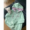 manteaux à capuche japonais pour femmes y2k, hauts pour femmes, couleur américaine vintage épissage avec vestes cardigan rétro épaisses, automne et hiver
