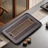 plateau à thé en bambou avec stockage d'eau, simple, accessoire de service à thé, table à thé kungfu, drainage pour la maison, le bureau et la maison