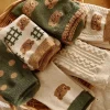 chaussettes à volants en coton vintage pour femmes, chaussettes mignonnes, chaussettes d'équipage, optique japonaise, ours kawaii, rinçage, preppy, automne, 6 paires