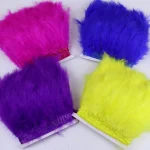 Plumes de marabout colorées de turquie, 1 mètre, ruban de garniture 10-15cm pour vêtements de mariage, décoration de robe de soirée, Plumes de couture, vente en gros