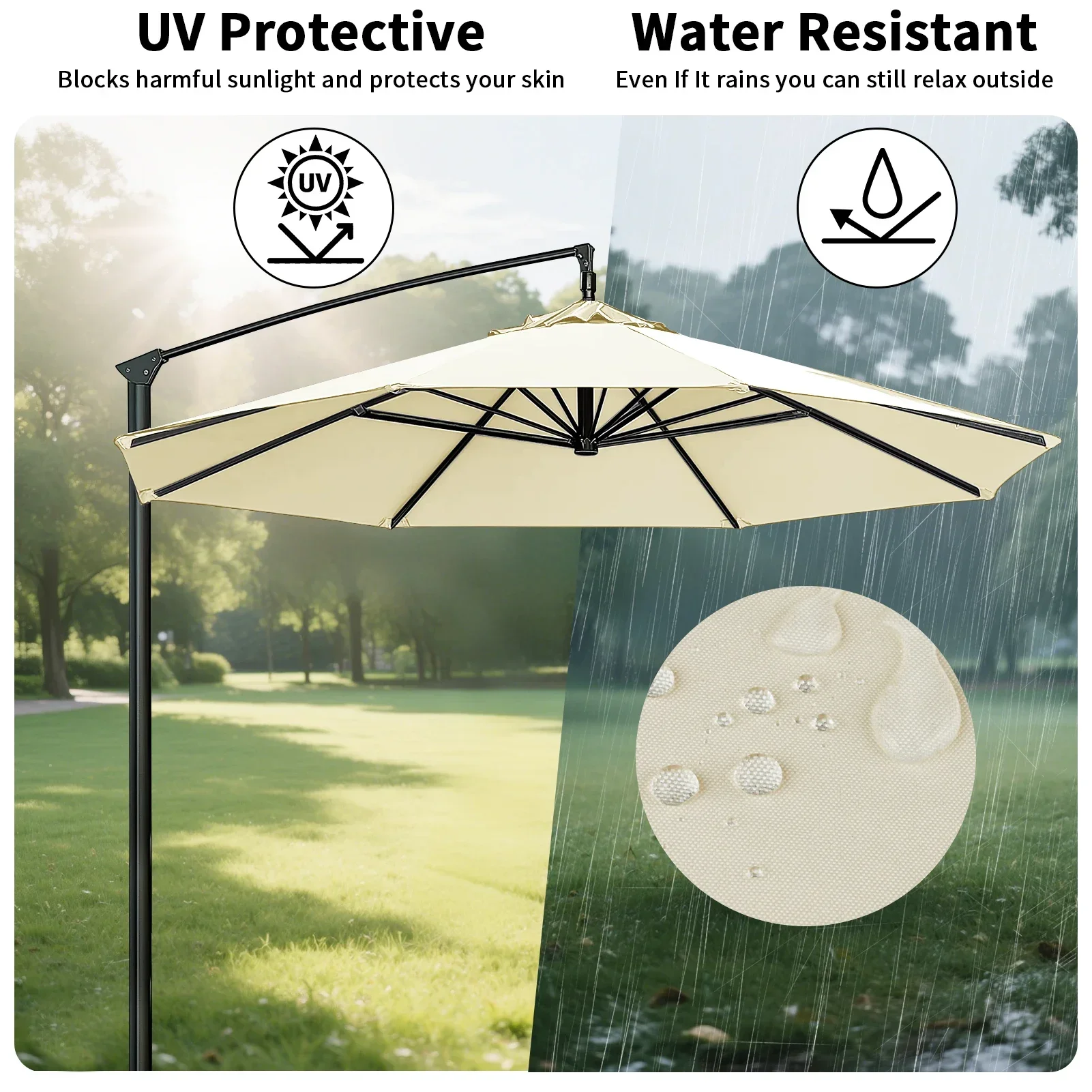 housse de remplacement pour parasol, 6 nervures/8 nervures, pour marché, patio, auvent en tissu, imperméable, pour jardin extérieur housse de remplacement pour parasol, 6 nervures/8 nervures, pour marché, patio, auvent en tissu, imperméable, pour jardin extérieur