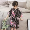 kimono en satin imprimé floral pour bébés filles, peignoir d'été, vêtements de nuit