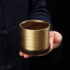 accessoires de thé, dessous de verre en bois massif d'ébène, porte gobelet de thé portable antidérapant, tapis rond en bois anti brûlure en laiton pour le bureau