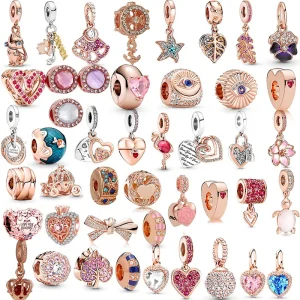 Plaqué or Rose grue lapin couronne breloque perles pendentif Bracelets à faire soi-même colliers pour femmes hommes fille bijoux accessoire ﻿