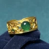 PANJBJ-Bague en Argent Sterling 925 pour Femme et Fille, Bijoux Rétro, Large, Ajourée, Cuir oral elu Bergame, Cadeau, Livraison Directe