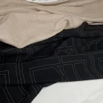 Tissu imprimé noir ingent, vêtements respectueux de la peau, manteau de robe, lin et coton, matériel de bricolage, gril à coudre au mètre
