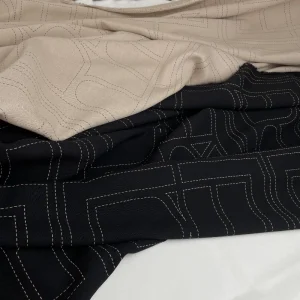 Tissu imprimé noir ingent, vêtements respectueux de la peau, manteau de robe, lin et coton, matériel de bricolage, gril à coudre au mètre Tissu imprimé noir ingent, vêtements respectueux de la peau, manteau de robe, lin et coton, matériel de bricolage, gril à coudre au mètre