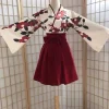 kimono sakura pour filles, style japonais, imprimé floral, vintage, robe pour femmes financièrement, camélia, amour, costume haori, vêtements asiatiques