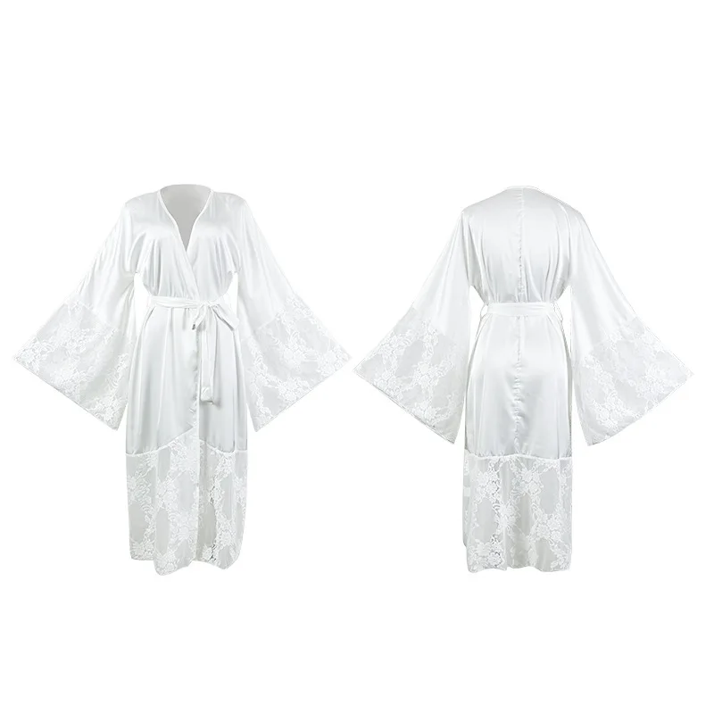 femmes robe longue élégante kimono peignoir mariée cadeau de mariage robe dentelle patchwork chemise de nuit dame ample homewear lingerie intime femmes robe longue élégante kimono peignoir mariée cadeau de mariage robe dentelle patchwork chemise de nuit dame ample homewear lingerie intime
