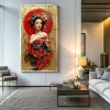 peinture de geisha japonaise abstraite pour femme, toile murale, art vintage, fille, anime, imprimés d'affiches pour chambre à coucher, salon, décoration de maison