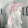 Cerceau de cheveux de lapin rose avec nœud papillon japonais, ruban en dentelle, oreilles de lapin Lolita, bandeau mignon pour Cosplay, accessoires de tête