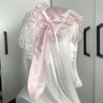 Cerceau de cheveux de lapin rose avec nœud papillon japonais, ruban en dentelle, oreilles de lapin Lolita, bandeau mignon pour Cosplay, accessoires de tête Cerceau de cheveux de lapin rose avec nœud papillon japonais, ruban en dentelle, oreilles de lapin Lolita, bandeau mignon pour Cosplay, accessoires de tête