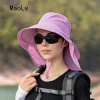 chapeau d'été pour femmes, protection uv anti cou, pare soleil pour hommes, pêche, randonnée, châle à large bord, protection solaire, casquette queue de cheval, undefin