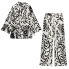 Nouveaux vêtements d’extérieur de style kimono imprimés à la mode pour femmes d’automne et pantalons taille haute Nouveaux vêtements d’extérieur de style kimono imprimés à la mode pour femmes d’automne et pantalons taille haute