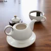 service à thé de l'après midi en céramique blanche, théière, tasse à café, bouilloire, pot filtrant, tasses de petit déjeuner, tasse à thé en fleurs, tasses d'eau, ensembles de service à thé