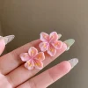 boucle d'oreille en résine de fleur de sakura pour femme, rose, aucune fleur, géométrie, doux, mignon, accessoire de bijoux, cadeau de mariage pour fille